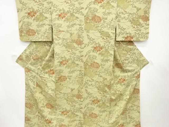 JAPANESE KIMONO / KOMON / HAND PAINTED / KIKU & CAMELLIA
